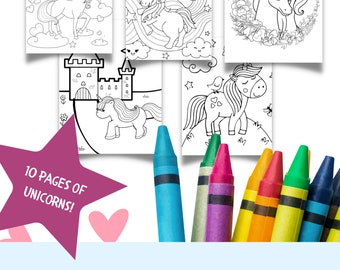 Unicorn Coloring Pages, 10 Unicorn Printables, Unicorn Games, Unicorn Activities, Printable Coloring Pages, Unicorn Party Birthday, DIGITAL