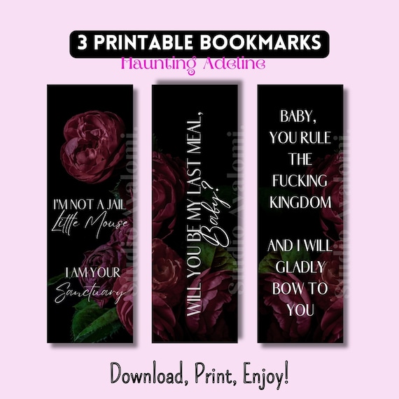 Haunting Adeline - Printable Bookmarks for women - Smut bookmarks - custom bookmarks, Dark Romance books