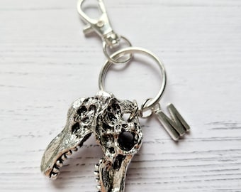 Initial Dinosaur Keychain, Gift for Mates, Handmade Birthday gift, Animal keyring, Charm Keyring,Personalised Keyring