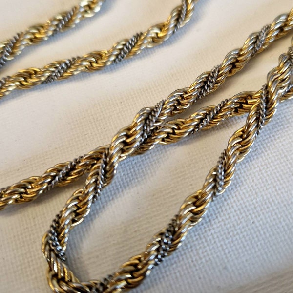 Vintage Twisted chain in gold and silver tones big long necklace jewelry