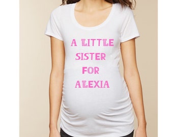 Personalisiertes Schwangerschaftst-shirt, personalisiertes Mutterschaftshemd, Ihr Name der Schwester oder des Bruders, Schwangerschaftsankündigungshemd, kundenspezifisches Hemd