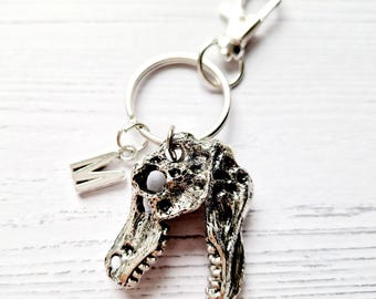 Initial Dinosaur Keychain, Gift for Mates, Handmade Birthday gift, Animal keyring, Charm Keyring,Personalised Keyring
