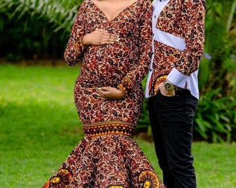 African Print Maternity Dress, Ankara Maternity Gown, African