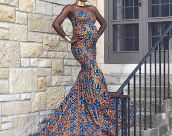 Afrikanisches Print Umstandskleid, Ankara Umstandskleid, Afrikanischer Druck Umstandskleid, Umstandsfotoshooting Kleid, Schwangerschaft Fotoshooting Kleid