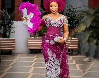 Pink African George Bridal Outfit: Traditional Wedding Dress - Etsy UK