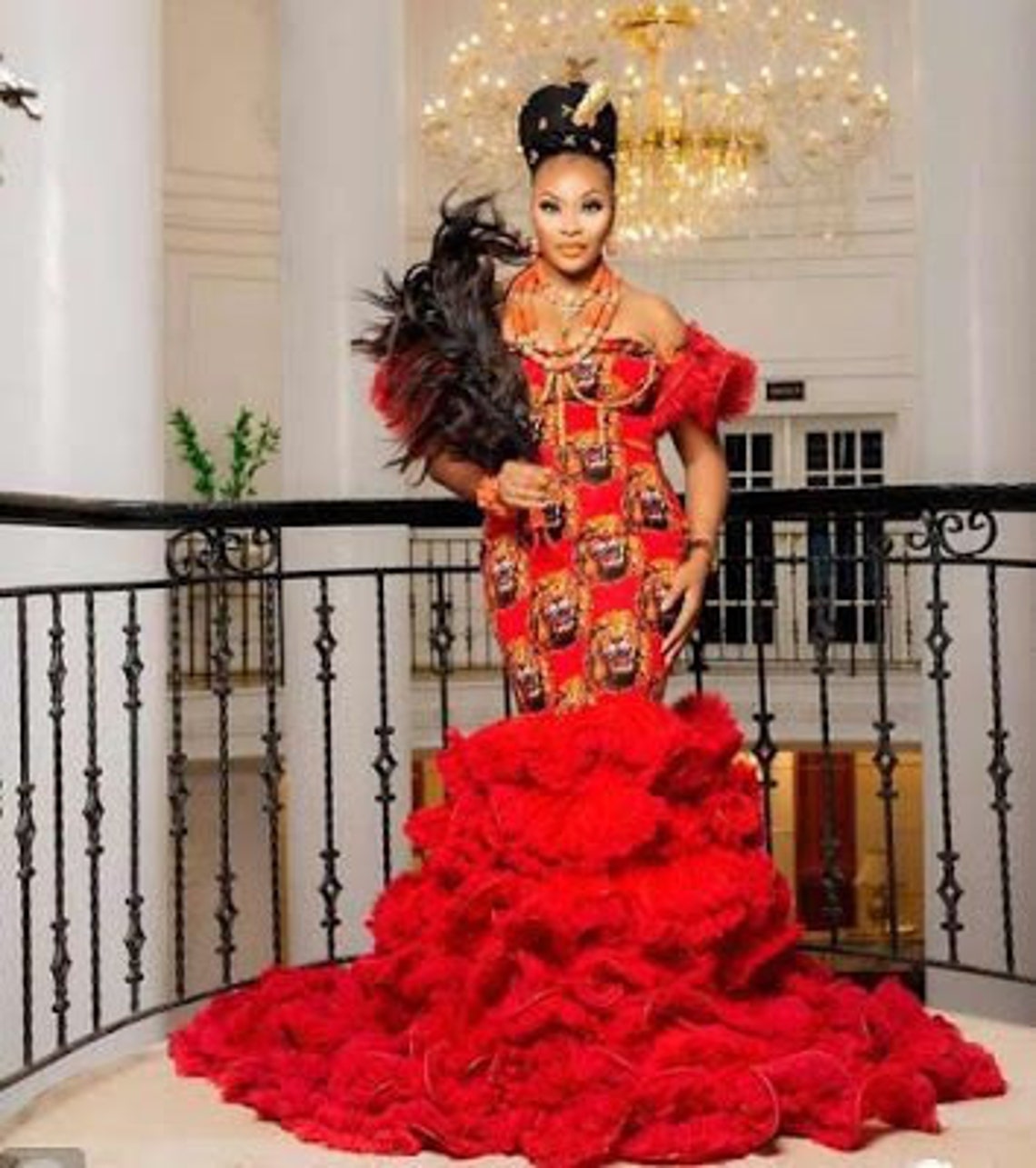 red-isiagu-dress-igbo-traditional-attire-igbankwu-attire-african