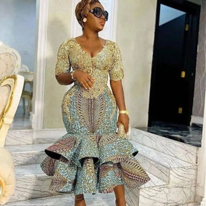 African print dress, African mermaid dress dress, Ankara dress, African clothing, Ankara midi dress, African prom dress, Ankara mermaid dres