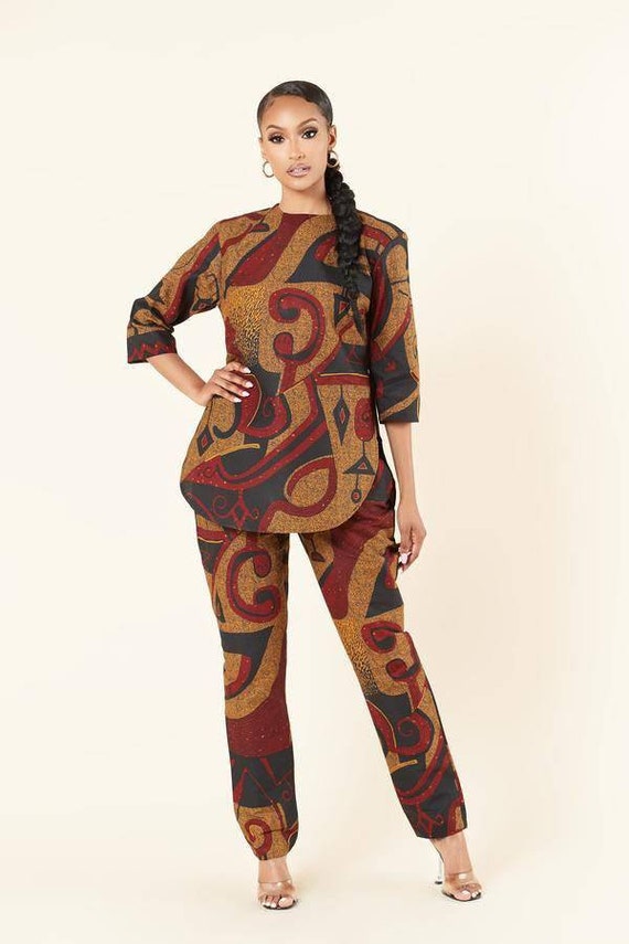 2023New Elegant 2 Piece Women's African Clothing Set Fashion Casual Suit  with Long Print Pullover Chiffon Shirt and Pencil Pants
