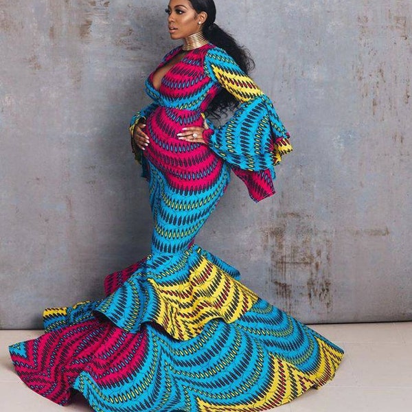 African Print Maternity Dress, Ankara  Maternity Gown, African Print Maternity Outfit, Maternity Photoshoot Dress, Pregnancy photoshoot gown