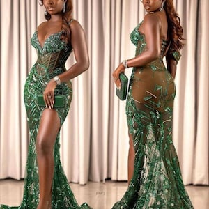 Mermaid Corset Asoebi Dress, African Prom Dress 