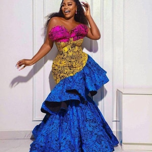 African print dress, Ankara dress, African prom dresses, African clothing for women, African mermaid dress, African wedding dress Ankara wax