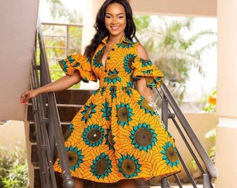 Cold shoulder Ankara dress, African print dress, Ankara gown, women fashion, African maxi dress, African fashion, African women clothing