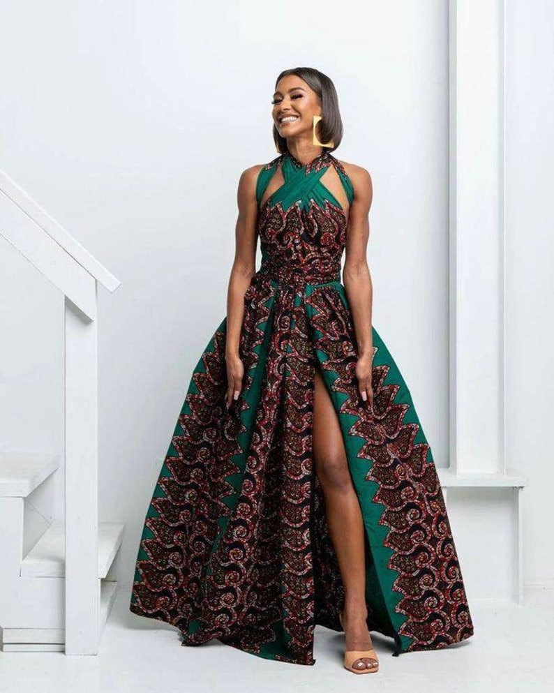 african wrap dress Laviye Print Midi Yellow wrap midi dress from Dupsies Ankara wrap dress, African print