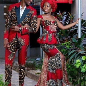African couple matching set, Ankara couple clothing, Couple two piece, African wedding outfit, Couple anniversary set, African print couple