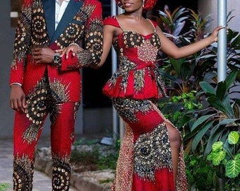 African couple matching set, Ankara couple clothing, Couple two piece, African wedding outfit, Couple anniversary set, African print couple
