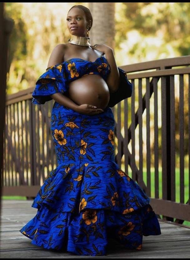 African Couples Matching Maternity Outfit for Photoshoot, African