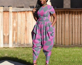 Baggy jumpsuit, African print jumpsuit, Women romper, Ankara pants, Ankara  jumpsuit, African women clothing, Ankara Romper, Women clothing