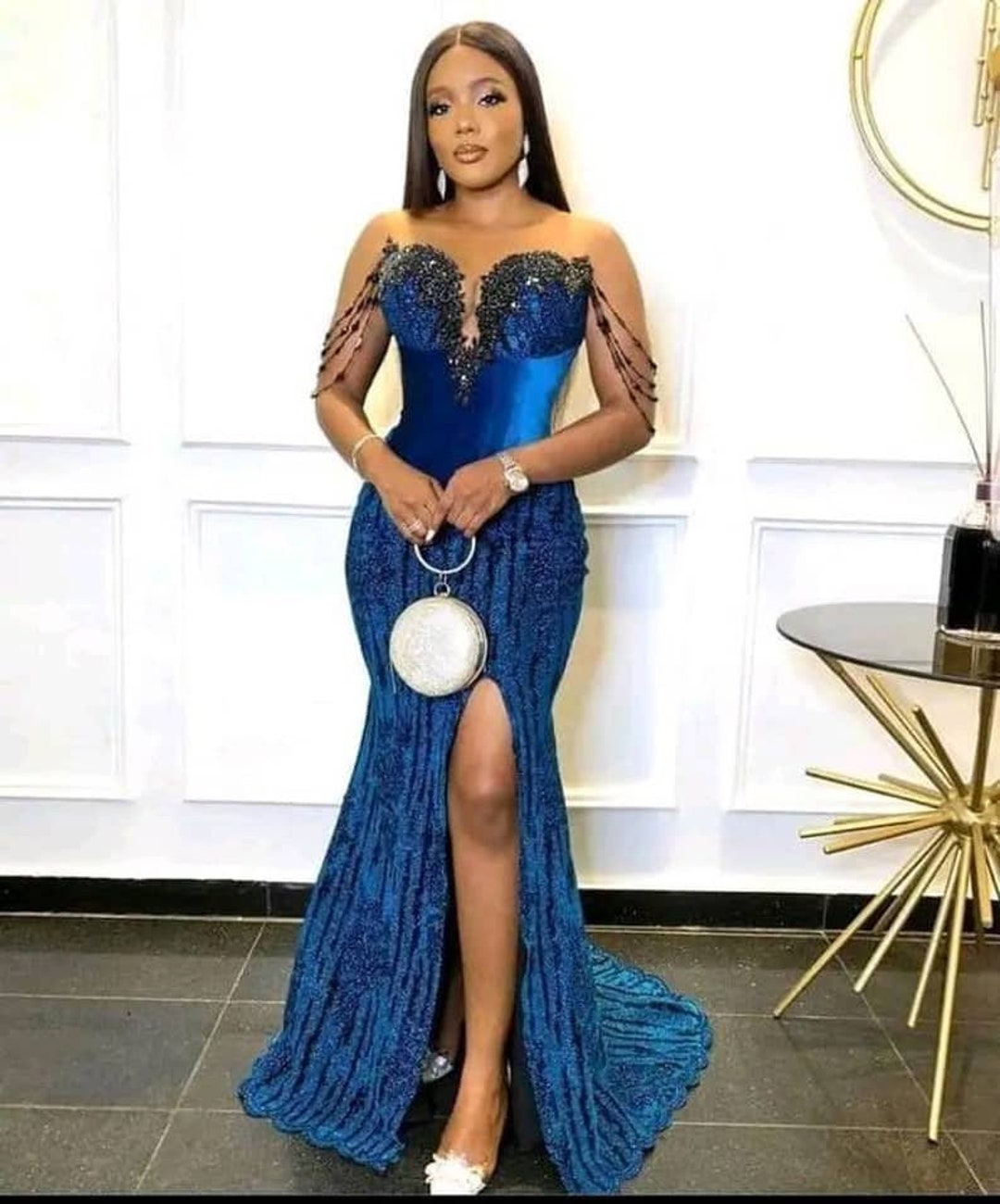 Blue Lace Dress, Bridesmaid Dress, Wedding Guest, Mermaid Dress, Aline Dress, Owambe, Asoebi Dress, Women Dress, Prom Dress, Evening Dress