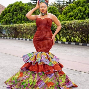 African print dress, Ankara dress, African prom dresses, African clothing for women, African mermaid dress, African wedding dress Ankara wax