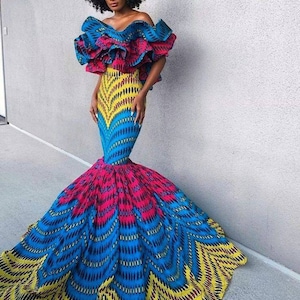 African print dress, Ankara dress, African prom dresses, African clothing for women, African mermaid dress, African wedding dress Ankara wax