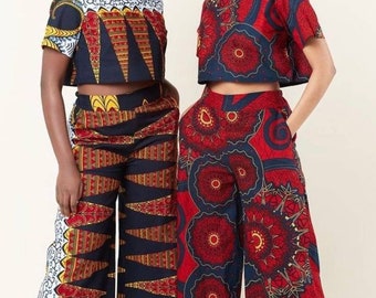 Ankara two piece set, African print pants, Ankara crop top and pants, African print tops, Ankara wide leg pants, Ankara palazzo pant and top