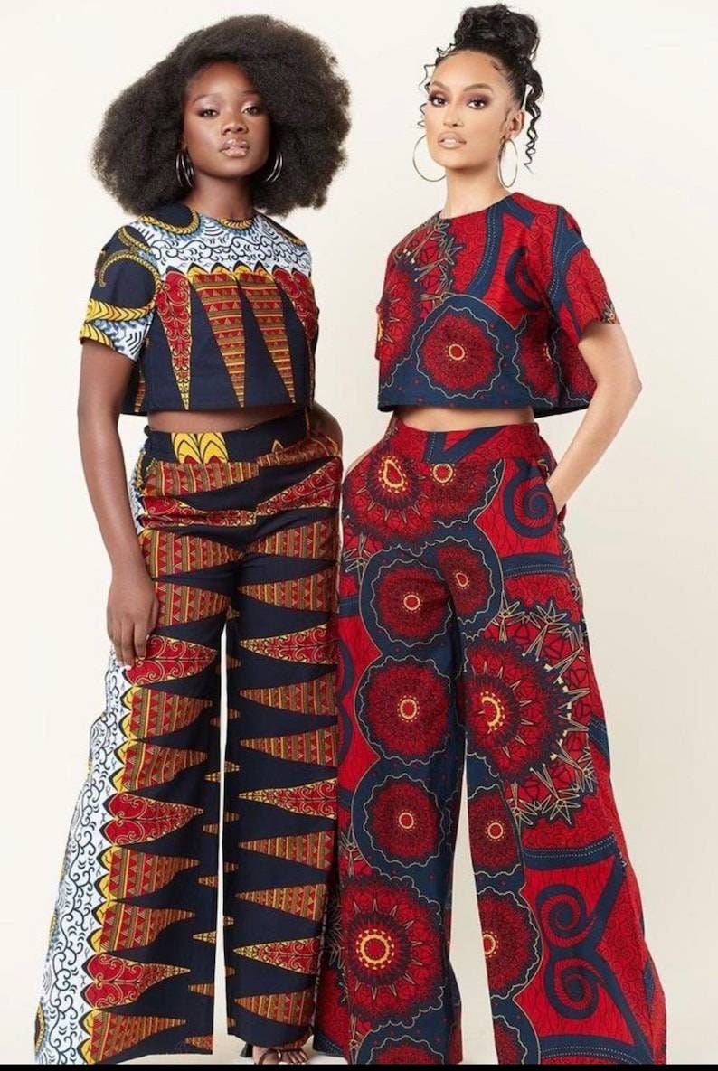 Adele Denimkara Short & Crop Top Set/ African Print Short/ Crop