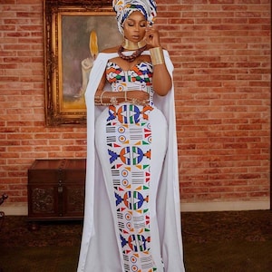 African print dress, Ankara print cape dress, African prom dresses, African clothing for women, African mermaid dress, African wedding dress