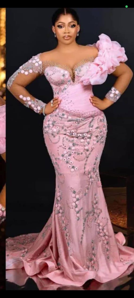 Pink Lace Dress, Bridesmaid Dress, Wedding guest, Mermaid Dress, Lace style, Owambe, Aso ebi Dress, Women Dress, Prom Dress, Evening dress Pink Lace Dress, Bridesmaid Dress, Wedding guest, Mermaid Dress, Lace style, Owambe, Aso ebi Dress, Women Dress, Prom Dress, Evening dress
