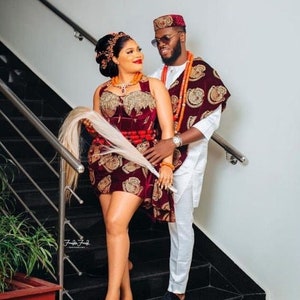 Isiagu wedding, Couple traditional wedding outfits, African clothing, African fashion, Couples wear, Owanbe, engagement dress,Photoshoot