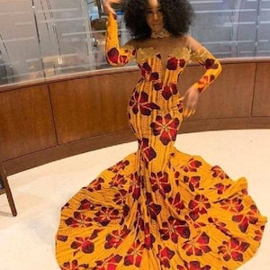 African print dress, Ankara dress, African prom dresses, African clothing for women, African mermaid dress, African wedding dress Ankara wax
