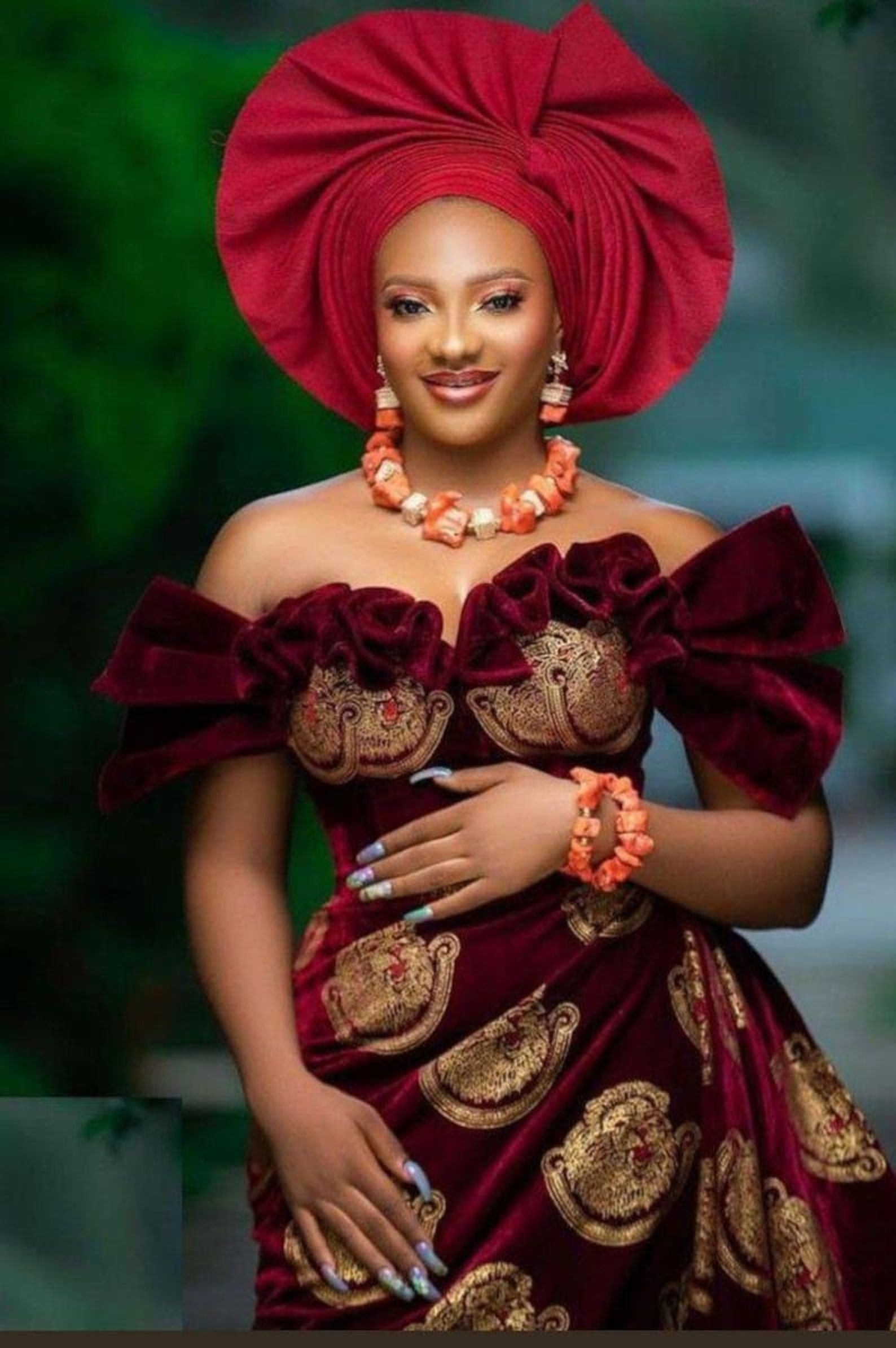 Red Isiagu Dress, Igbo Traditional Attire, Igbankwu Attire, African Red Isiagu Dress, Igbo Traditional Attire, Igbankwu Attire, African