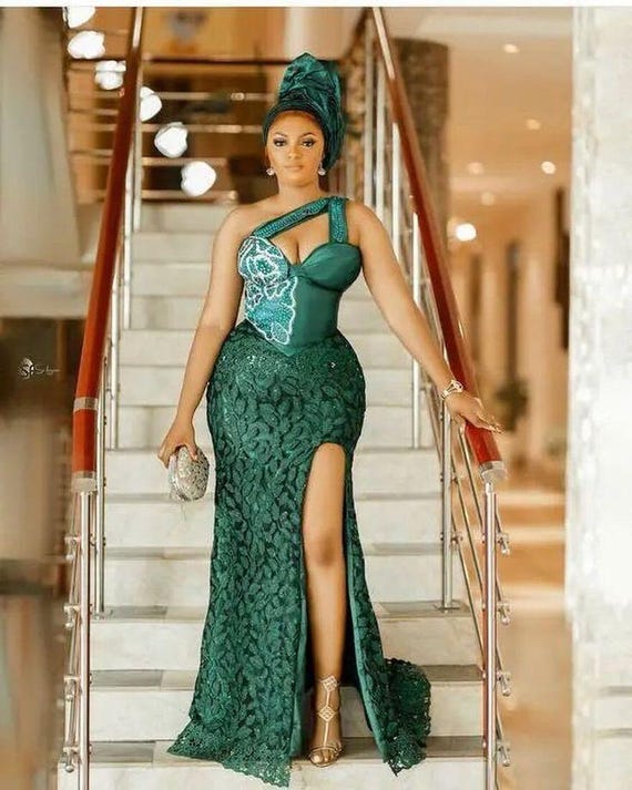 Green Lace Dress, Bridesmaid Dress, Wedding Guest, Mermaid Dress