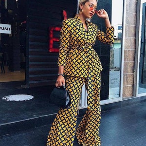 African wax suit and pants, Ankara Jacket, Ankara suit set, African print matching set, Ankara 2 piece, Ankara wide leg pant, Ankara palazzo