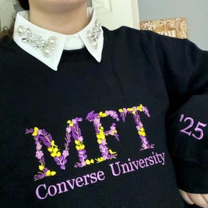 Back To School Gift For Teacher - Embroidery College Floral Letter Sweatshirt - Personalized University Hoodie - Funny Gift For Best Friend