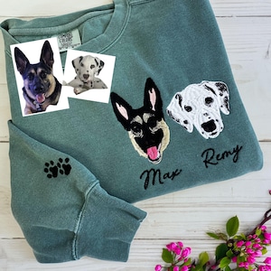 Pet Embroidered Sweatshirt - Custom Cat Sweatshirt - Dog Sweatshirt - Pet Face Comfort Colors® Shirt - Unique Gifts For Dog Lover