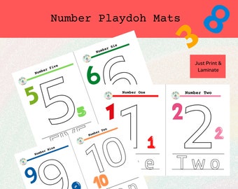 Number Play Dough Mats: Preschool Learning Cards (Instant PDF)