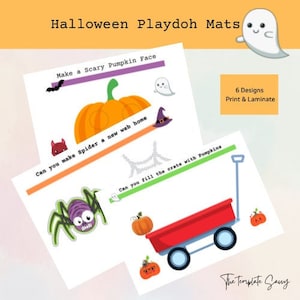 Halloween themed Playdough mats, Instant pdf file.