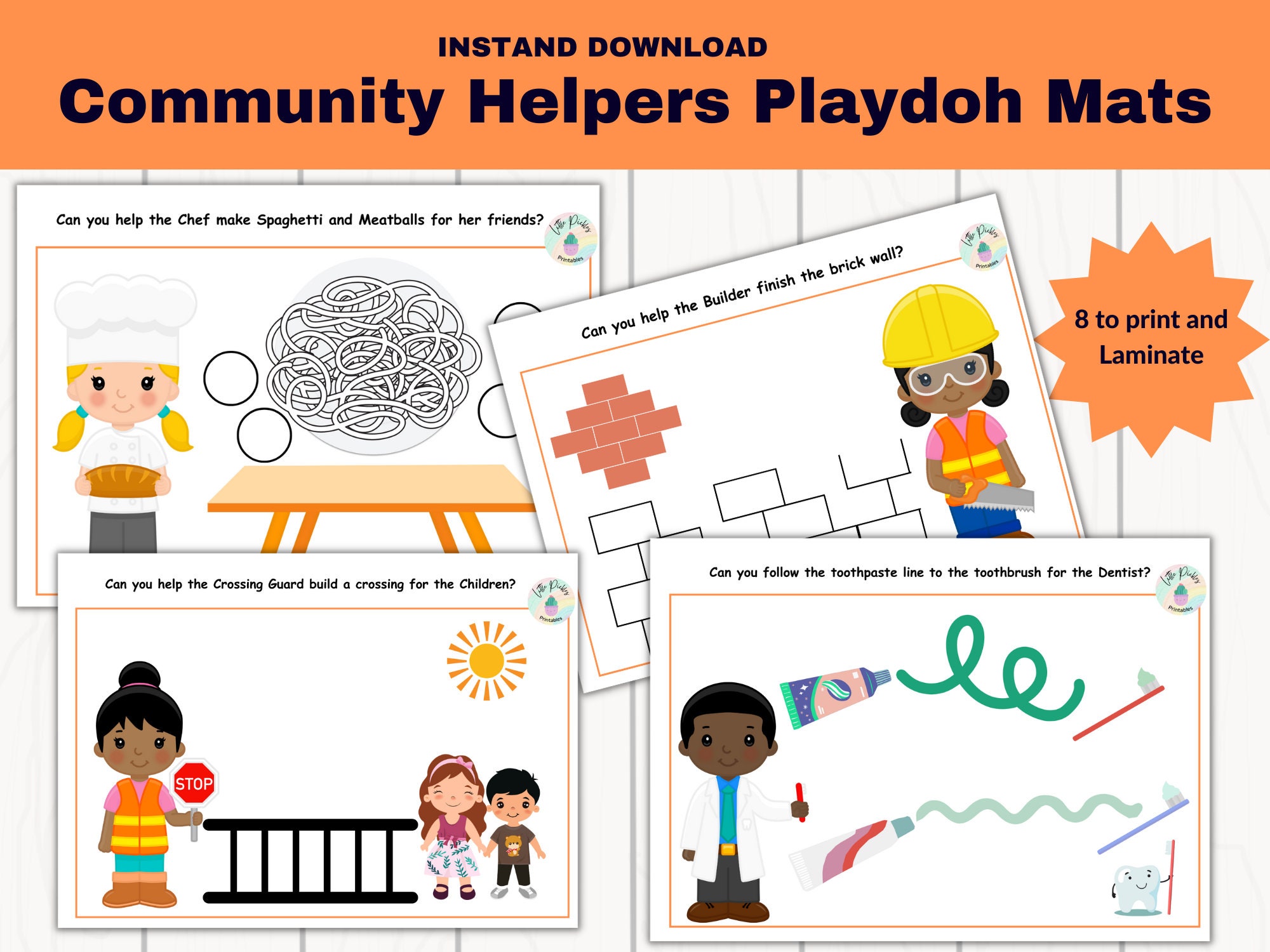 Printable Community Helpers Preschool Activities, Printable Playdough Mats,  Toddler Activities, Instant Download -  Denmark