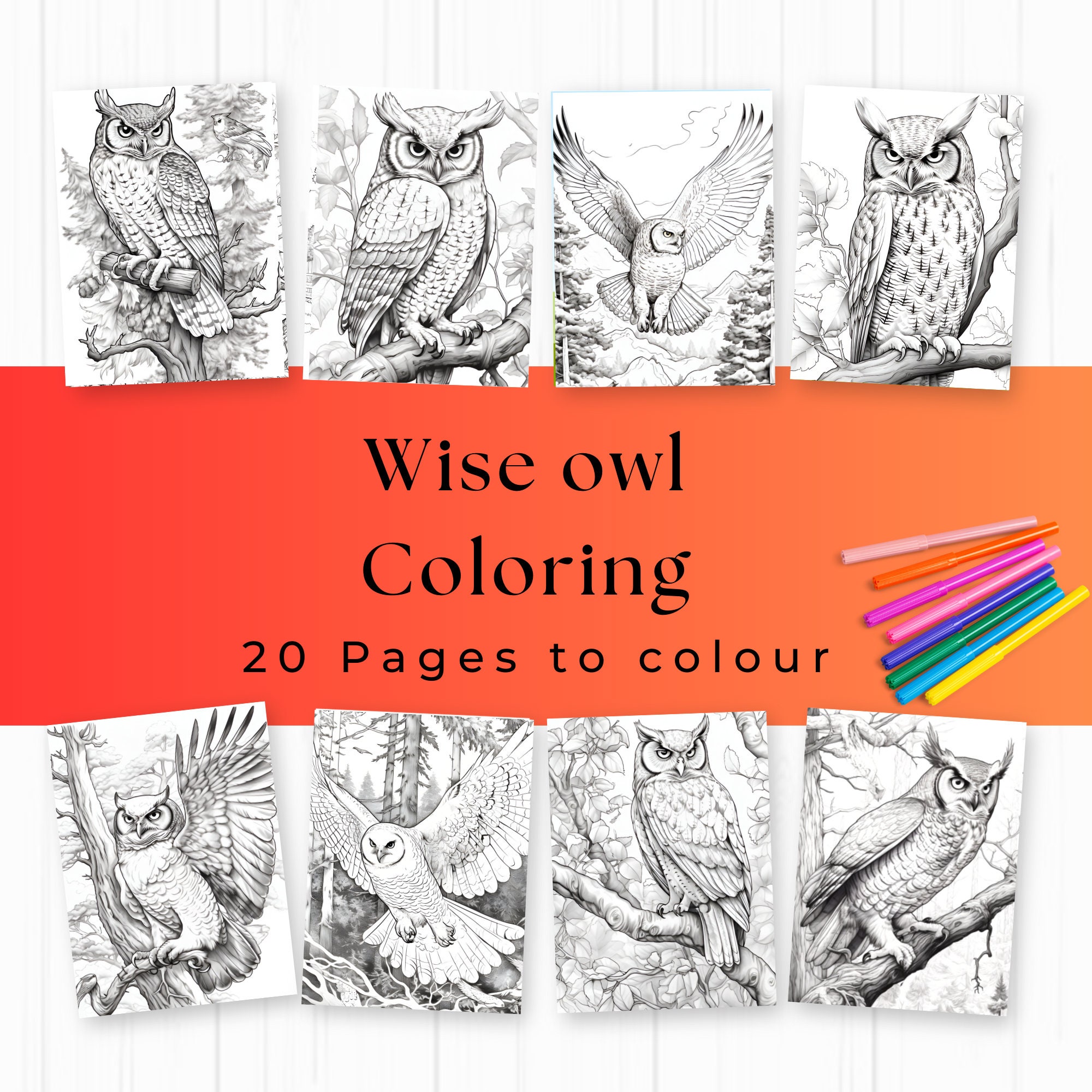 Owl Coloring Sheets for Adults, Adult Coloring Book Owls, Grayscale ...