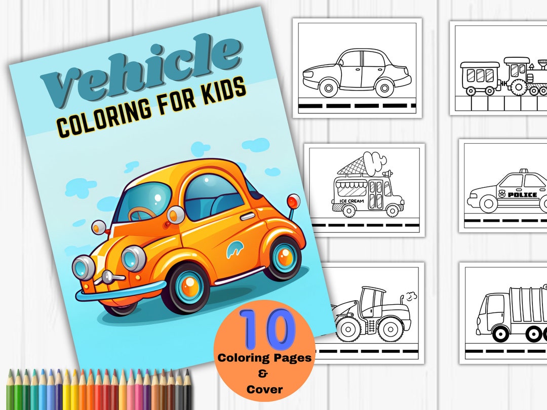 Coloring Pages Car and Vehicle, Coloring Sheets for Preschoolers, Kids