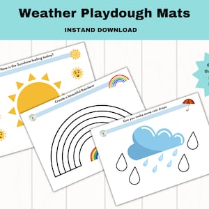 Weather themed Playdoh mats, Printable weather activities, Homeschool printable play doh mats, Instant download