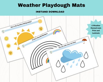 Weather themed Playdoh mats, Printable weather activities, Homeschool printable play doh mats, Instant download