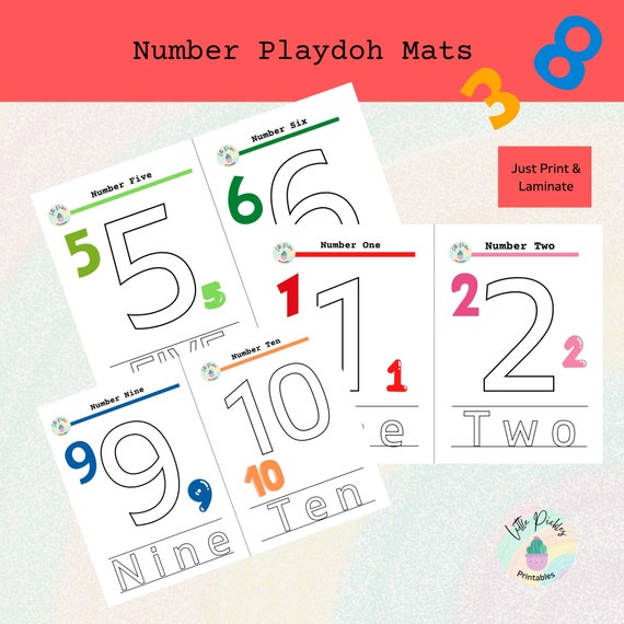 Number Play Doh Mats, Play Doh Mats for Preschoolers, Number Cards, Visual  Aids, Finger Trail Printable, Instant PDF. Preschool. 