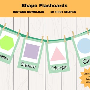 10 cartes flash de formes colorées, matériaux préscolaires, imprimables à la maison, matériaux Montessori, cartes flash géométriques, TÉLÉCHARGEMENT INSTANTANÉ