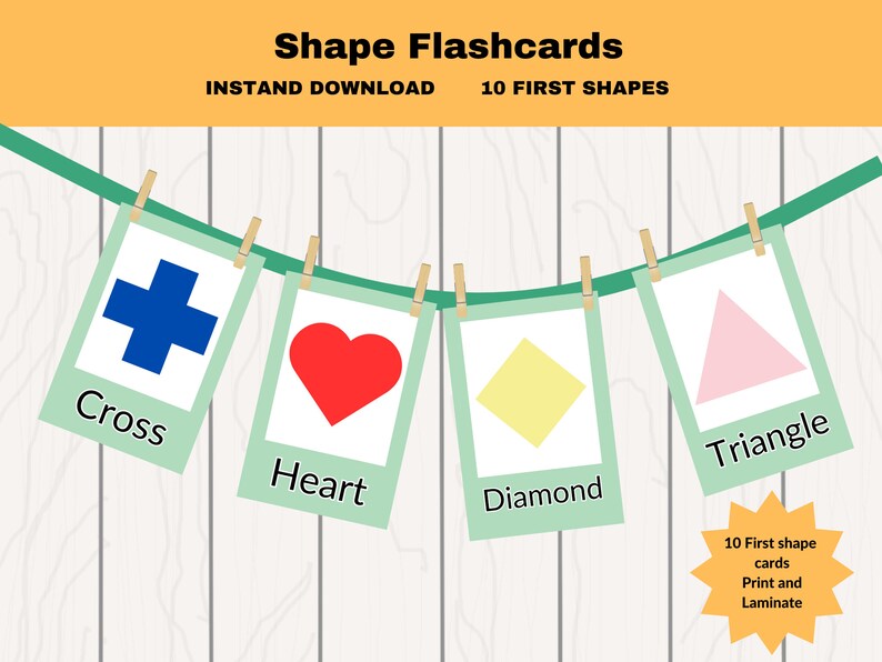 10 Colourful Shapes Flash Cards, Preschool Materials, Homeschool ...