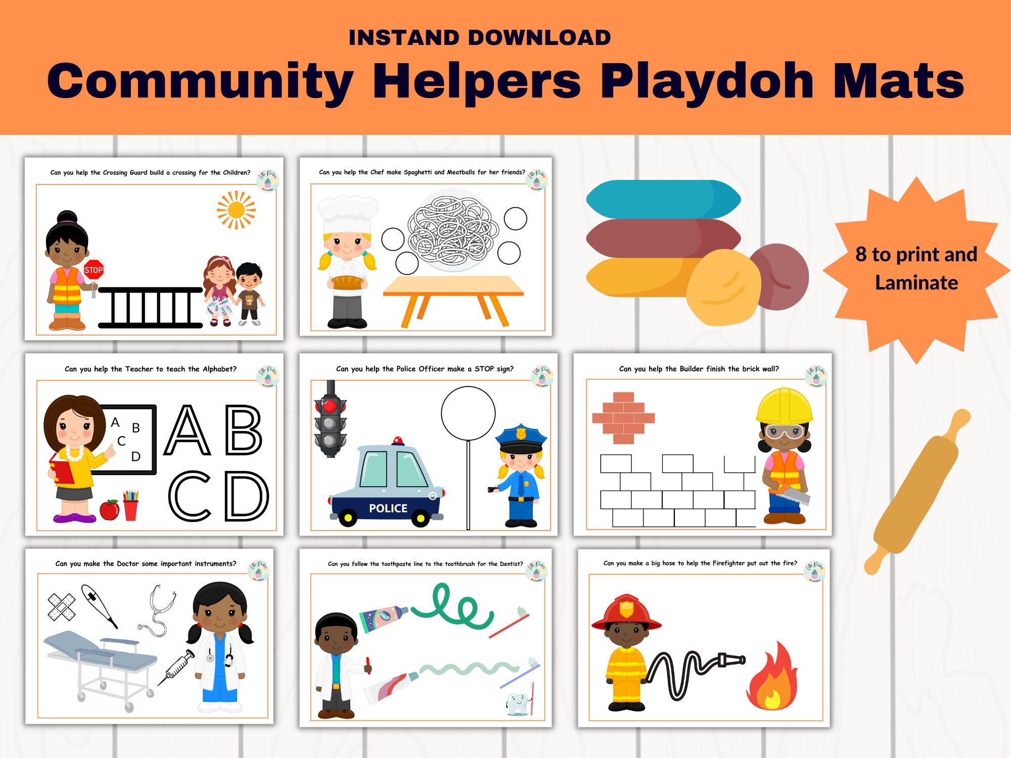 Printable Community Helpers Preschool Activities, Printable Playdough Mats,  Toddler Activities, Instant Download -  Australia