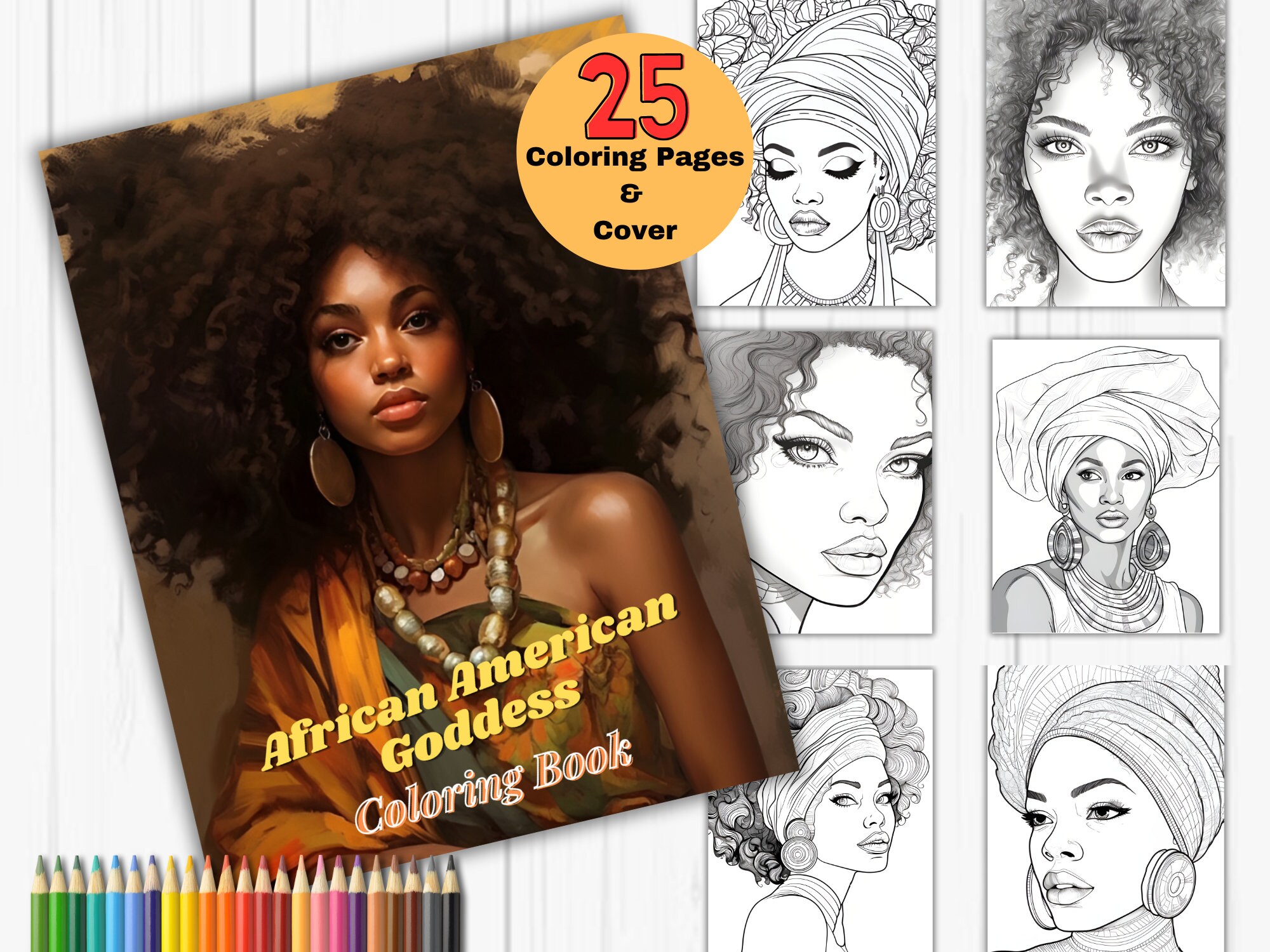 African American Coloring Books for Adults, Beautiful African Goddess Coloring Pages, Greyscale ...