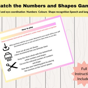 Number and Shape Matching Game for Early Years. Maths Resources ...