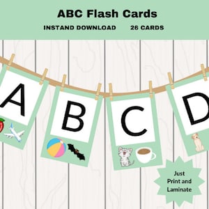 Printable ABC Flashcards preschoolers pdf, Alphabet cards for toddlers, Montessori resources, 26 Flashcards.