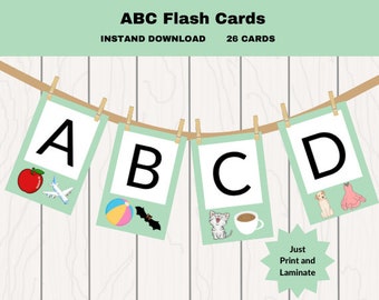 Printable ABC Flashcards preschoolers pdf, Alphabet cards for toddlers, Montessori resources, 26 Flashcards.